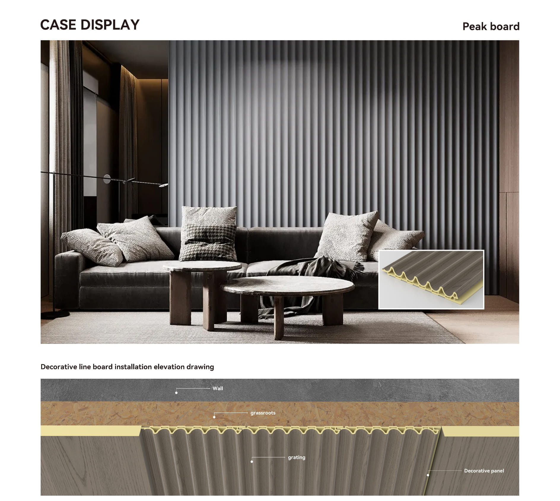 Charcoal Acoustic Fluted Panel